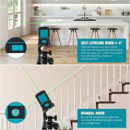 Laser Level with Tripod, 100 feet Green Cross Line Self Rotary Leveling Laser - Image 4
