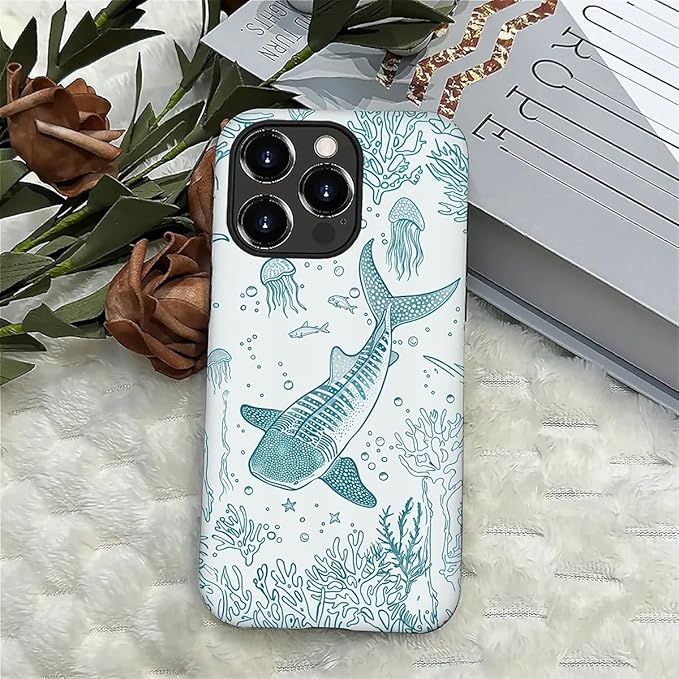 for iPhone 16 Pro Max Case, HH2 Ocean Whale Shark Hybrid 2 Layer Hard Shell - Image 4