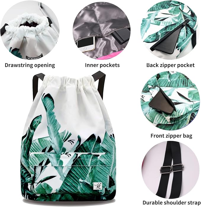 Waterproof Drawstring Bag, Gym Bag Sackpack Sports Beach Backpack - Image 5