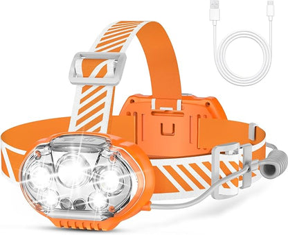 MIOISY Rechargeable Headlamp, High Lumen 5 LED Head Lamp by MIOISY
