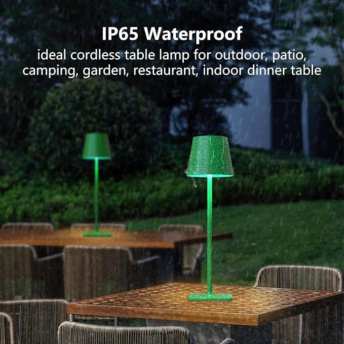 Yogaret Green Cordless Table Lamp Set of 2-3 Color Stepless and Dimmable - Image 4