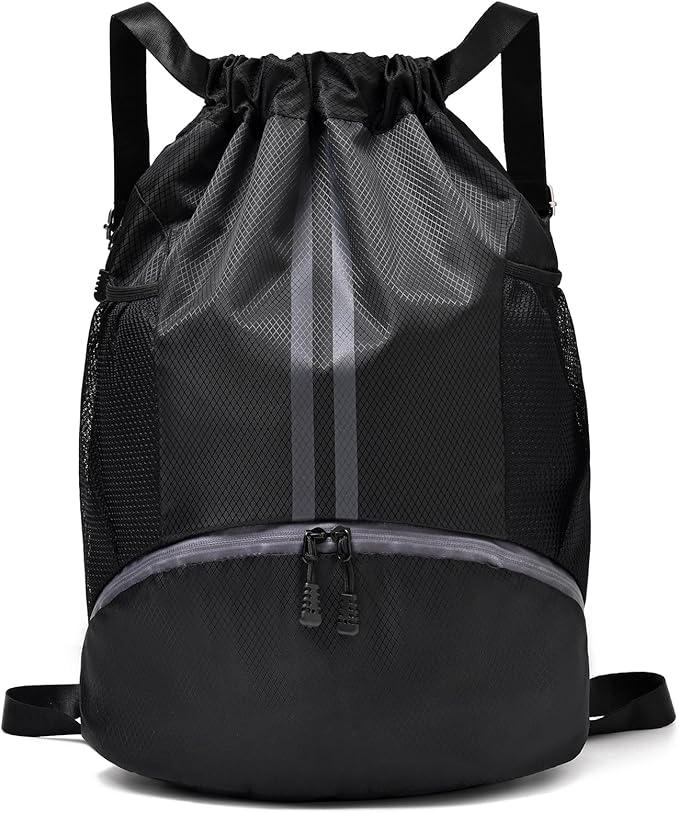 LOKAPEGY Black Drawstring Gym Bag by LOKAPEGY