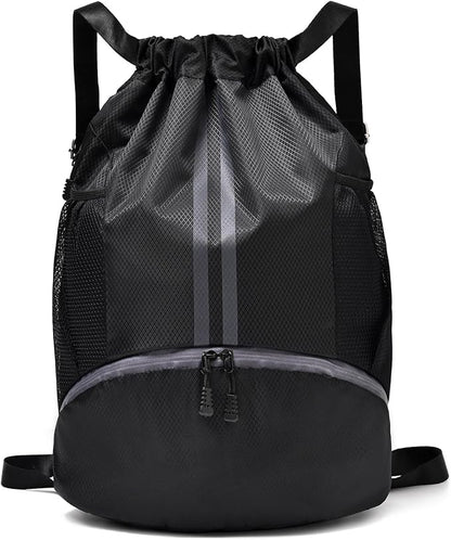 LOKAPEGY Black Drawstring Gym Bag by LOKAPEGY
