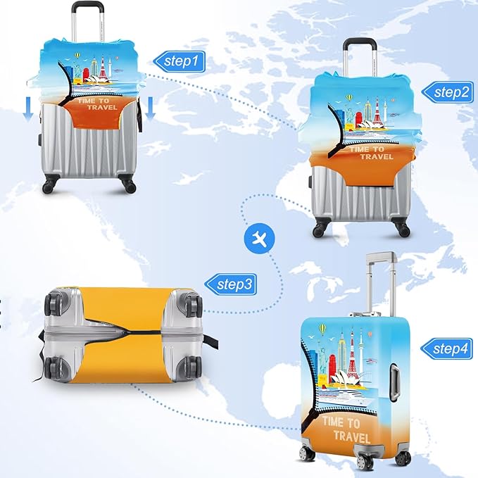 ANNA QUEEN Worldwide Travel Airplane Luggage Cover, Stretchable Suitcase - Image 6