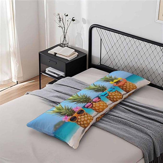 Pineapple Decorative Home Pillow Covers, Beach Pineapples Long Body Pillow - Image 7