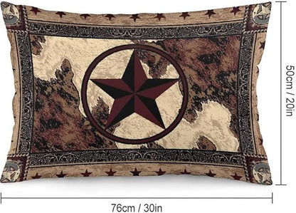 Western Texas Star Throw Pillow Covers Set of 2 Queen Size Rustic Vintage - Image 2
