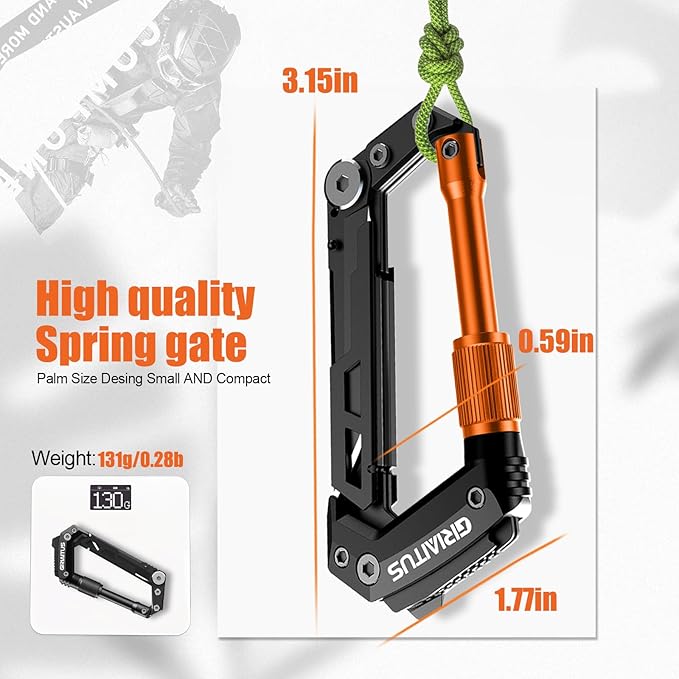 Carabiner Multitool with Pocket Knives, EDC Carabiners, Serrated Knife - Image 6