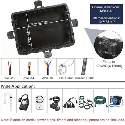Large Outdoor Electrical Box Waterproof, IP54 Extension Cord Cover Weatherproof - Image 5