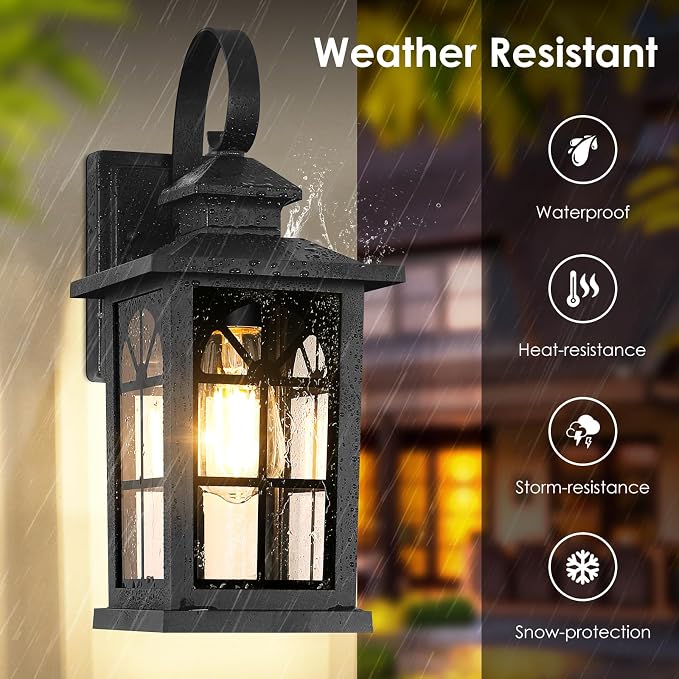 2-Pack Dusk to Dawn Outdoor Wall Light Fixtures, Aluminum Exterior Lighting - Image 3