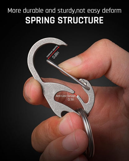 TISUR Titanium Carabiner Keychain Clip, Anti-Lost Key Ring Holder, Self-Locking - Image 2