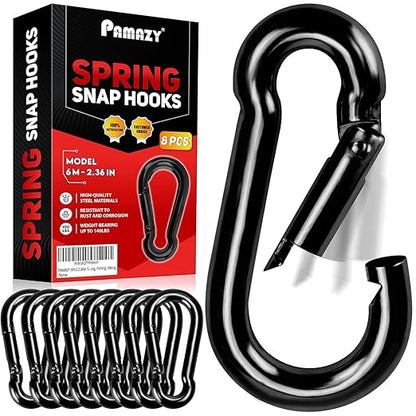PAMAZY 8Pcs 2.36In Spring Snap Hooks, Carabiner Clip, Heavy Duty Rope Connector by Pamazy