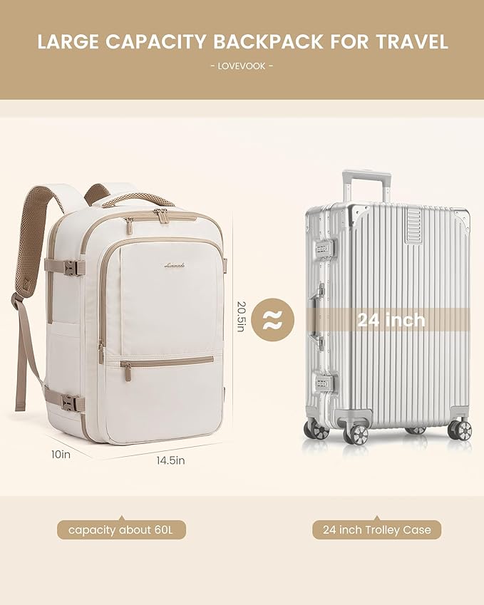 LOVEVOOK Travel Backpack for Women & Men, 60L Large Carry On Backpack Airline - Image 3