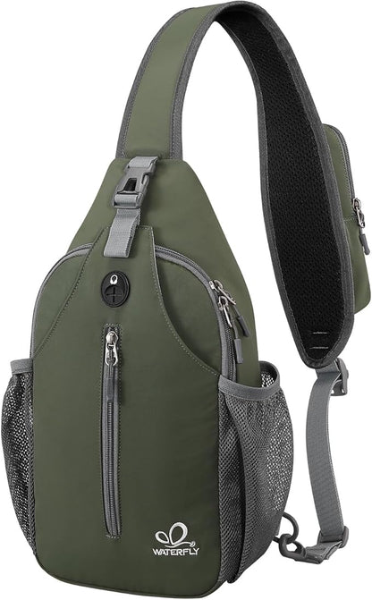 WATERFLY Crossbody Sling Backpack Sling Bag Travel Hiking Chest Bags Daypack by Waterfly