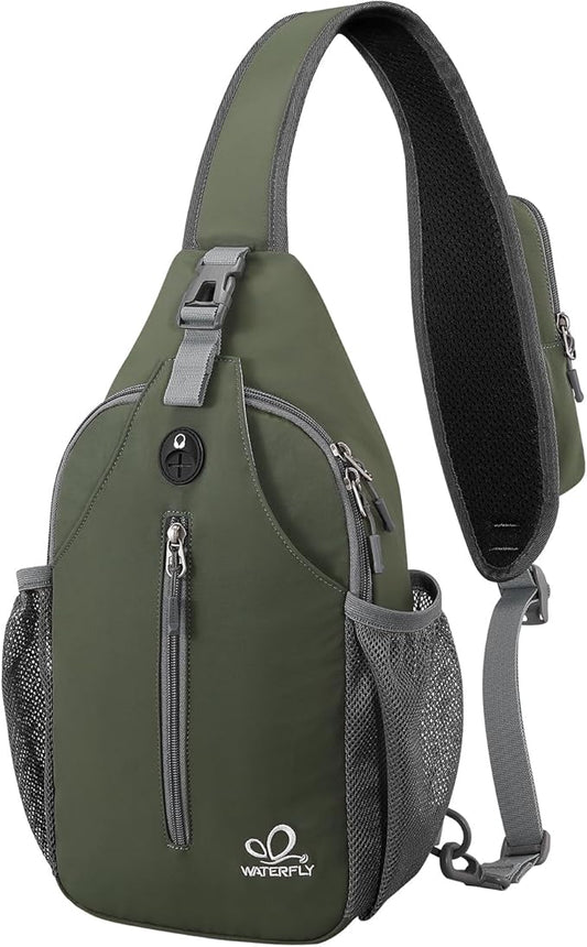 WATERFLY Crossbody Sling Backpack Sling Bag Travel Hiking Chest Bags Daypack by Waterfly