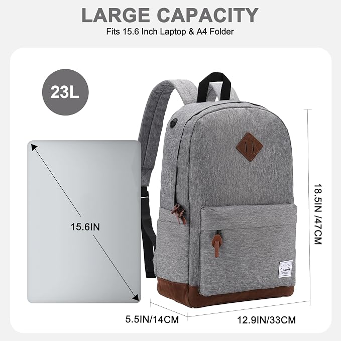 Backpack for Men Women, VASCHY Classic Water-resistant Lightweight Travel - Image 2