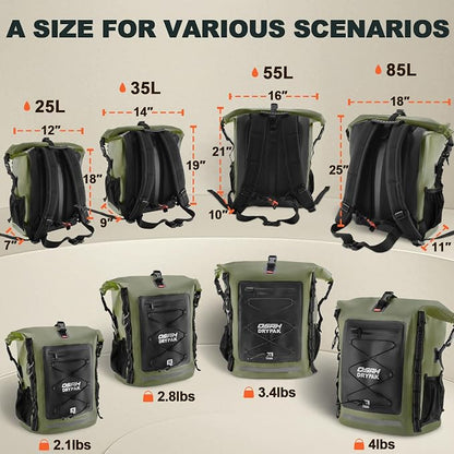 OSAH DRYPAK Waterproof Backpack Dry Bag 25L/35L/55L/85L – Heavy Duty Roll-Top - Image 2
