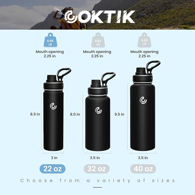 Sports Water Bottle 22oz, Insulated Water Bottle - Image 2
