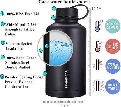 SENDESTAR 64 oz Water Bottle Double Wall Vacuum Insulated Leak Proof Stainless - Image 2