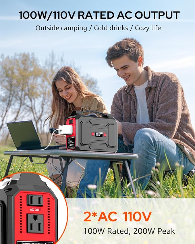 Portable Power Station Bank 146Wh 200W Peak, Solar Powered Power Bank - Image 2