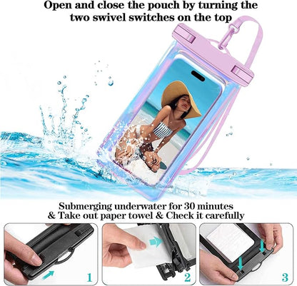 Up to 8.3" 4 Pack Iridescence Universal Waterproof Phone Pouch, Large Phone - Image 4