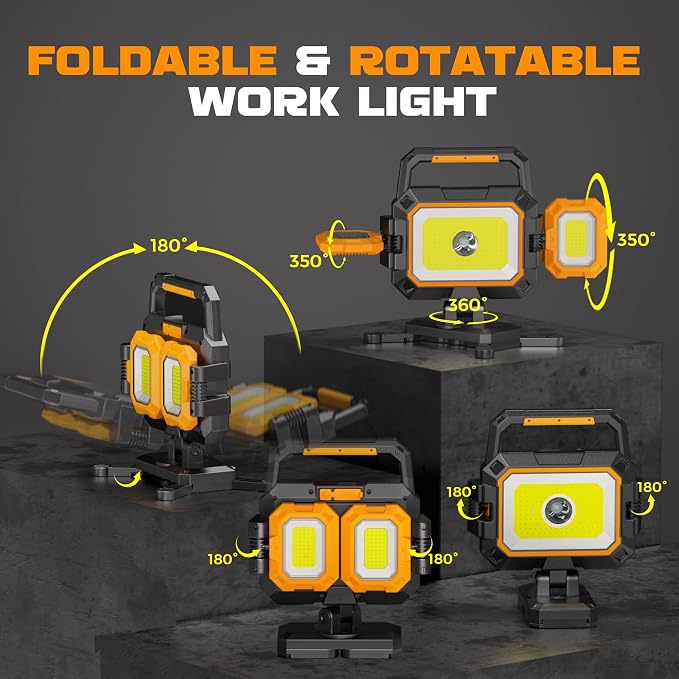YZONI 40W Rechargeable Work Light, 4000LM Magnetic LED Work Light - Image 4