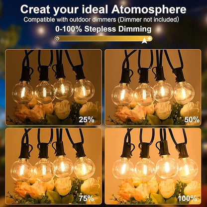 200ft 2-Pack Outdoor String Lights, Dimmable G40 LED String Lights - Image 3