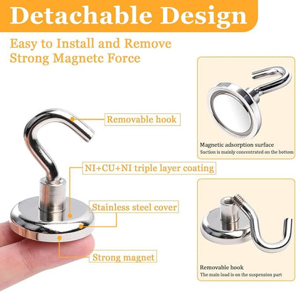 14Pack Magnetic Hooks, 100lbs+ Strong Magnetic Hooks Heavy Duty Rare Earth - Image 3