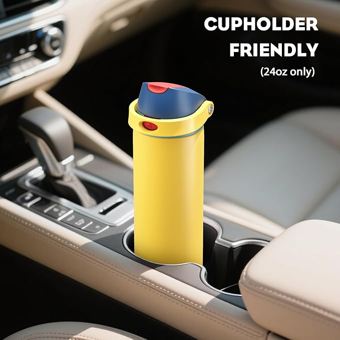 POWCAN 24 oz Stainless Steel Water Bottle: 2-in-1 Push-Button Spout & - Image 5