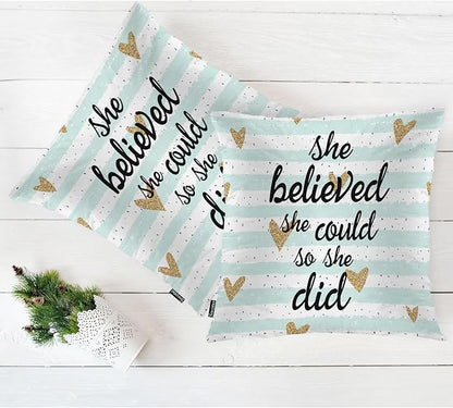 Swono Motivational Quote Pack of 2 Decorative Throw Pillow Covers Cushion Covers - Image 5