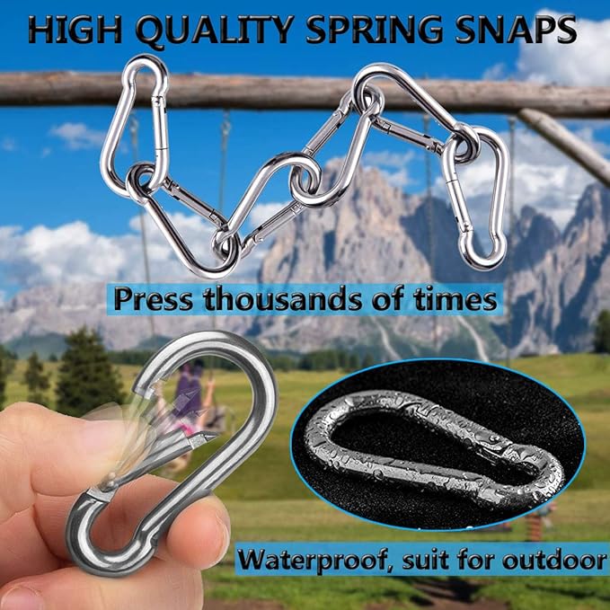 Spring Snap Hooks, 304 Stainless Steel Metal Clip Heavy Duty Rope Connector - Image 6