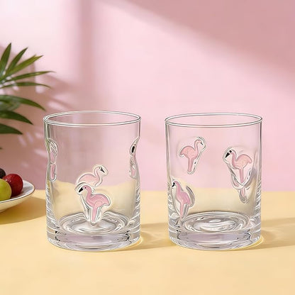 Skylety 2 Pcs Flamingo Icon Juice Glasses Drinking Cups Flamingo Gifts Old by Skylety