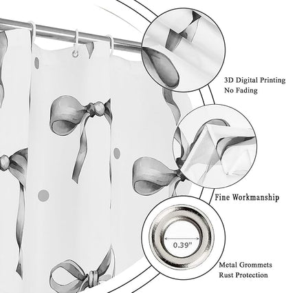 Grey and White Bow Shower Curtain - Image 5
