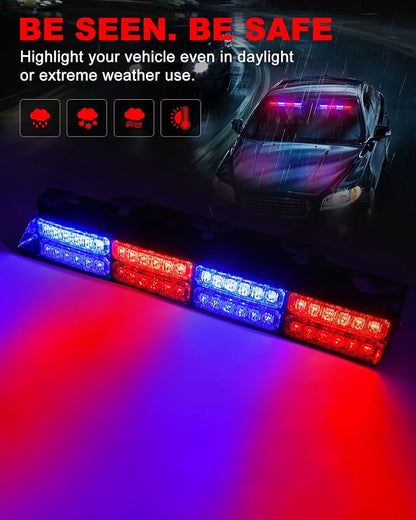HLauto 6Z4J Emergency Dash Strobe Lights: 2x16.8 inch Red Blue Safety Lights - Image 3