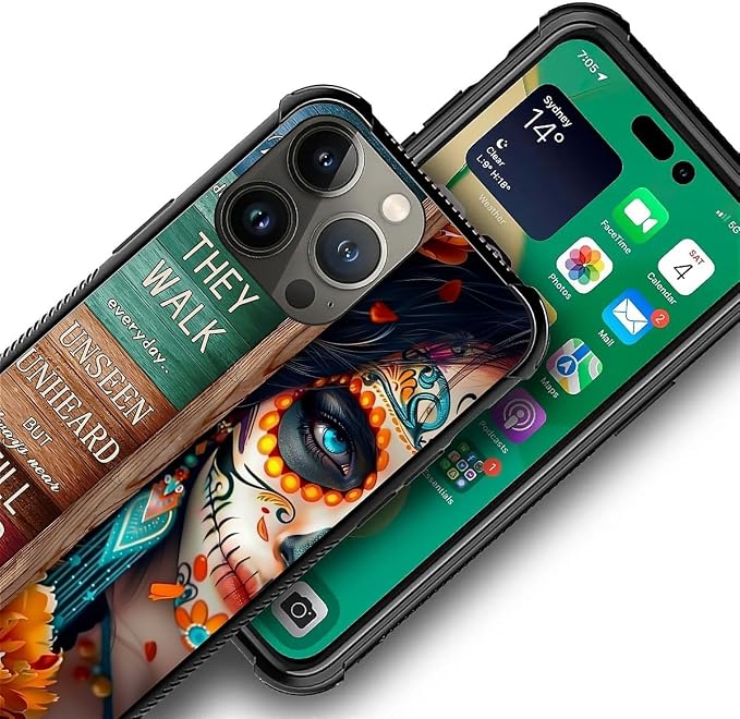 for iPhone 13 Pro Max Case, Sugar Skull Day of Death Halloween Pattern Graphic - Image 3