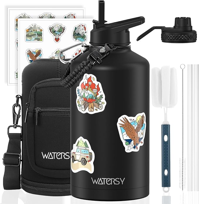 87oz Insulated Water Bottle, BPA Free&Leak Proof, 1.5 Gallon Stainless Steel by Watersy