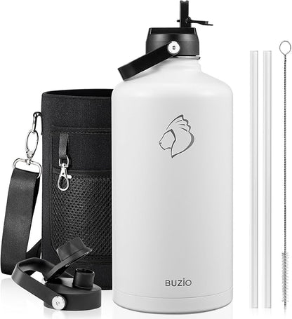 BUZIO Gallon Water Bottle Insulated, 128 oz Large Water Jug Vacuum Stainless by BUZIO
