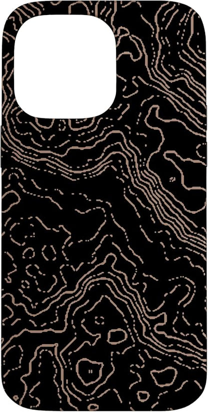 Topography Black & Brown Abstract Pattern Topographic Map Case by Unknown