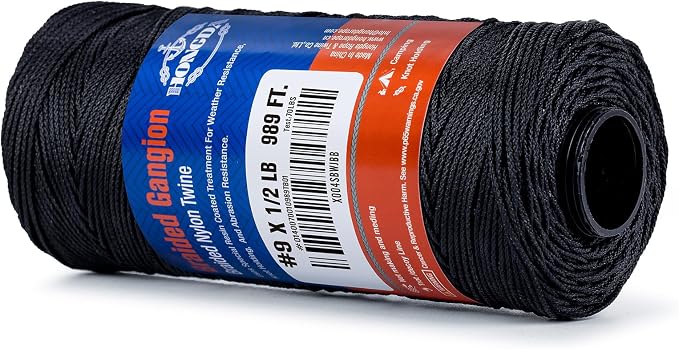 Hongda #9 Braided Bank Line Twine, 989 Feet Black Bonded Nylon Gangion Line - Image 6