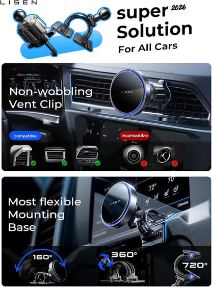 LISEN for 15W MagSafe Car Mount Charger, Magnetic Wireless Car Charger for - Image 2