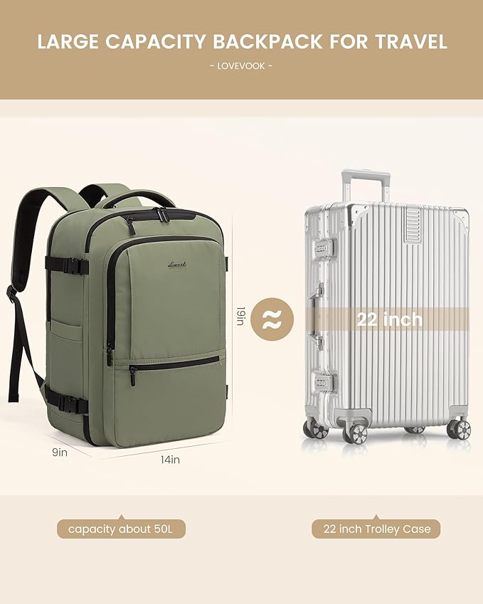 LOVEVOOK Travel Backpack for Women & Men, 50L Large Carry On Backpack Airline - Image 3