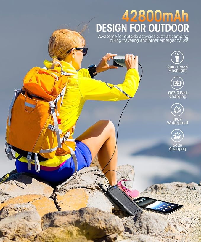 Mregb Solar Charger Power Bank 42800mAh, Portable Charger, Solar Power Bank - Image 7