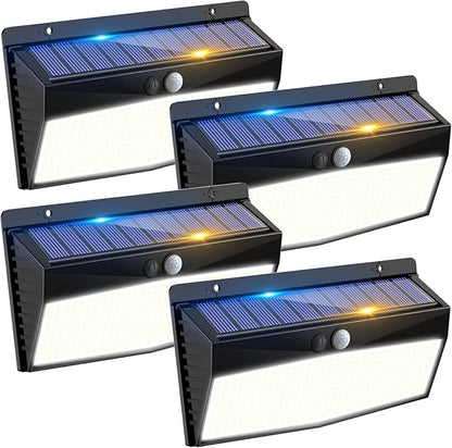 4 Pack 368 LED Solar Motion Sensor Lights Outdoor, Solar Fence Lights by Peasur