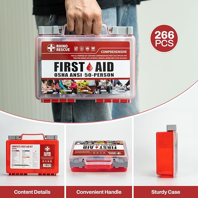 RHINO RESCUE 266 Pieces All-Purpose First Aid Kit, Home & Office Emergency - Image 4