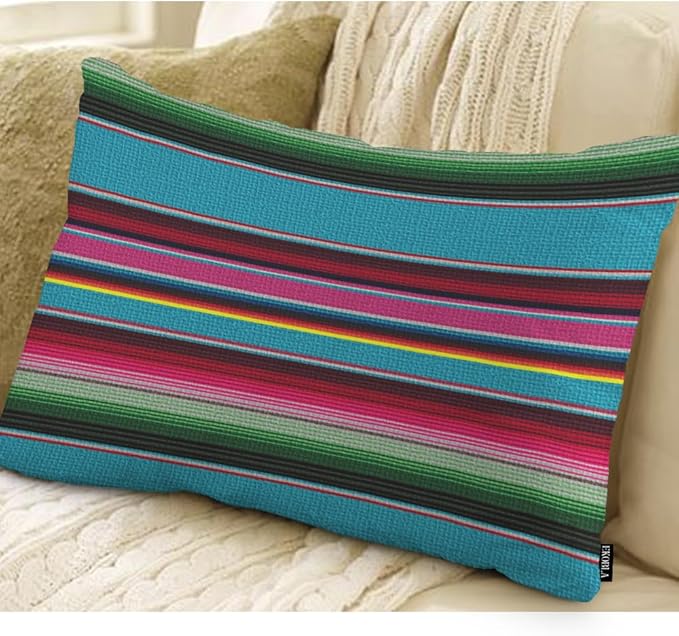 EKOBLA Decorative Lumber Cushion Case Mexican Stripes Pattern Ethnic Cinco De - Image 2
