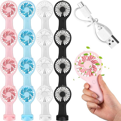 Woanger 12 Pcs Mini Handheld Fan Bulk 3 Speed USB Electric Battery Operated by Woanger