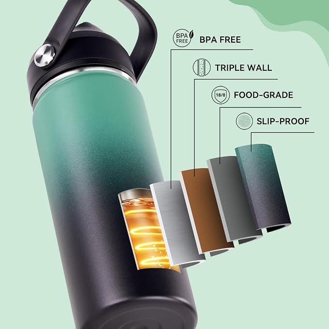 Fijinhom 24oz Insulated Stainless Steel Water Bottle, Wide Mouth Double Wall - Image 6