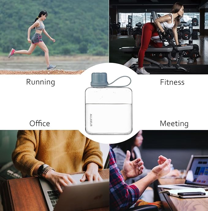 Portable Flat Water Bottle, BPA Free Reusable Tritan Plastic Travel Water - Image 5