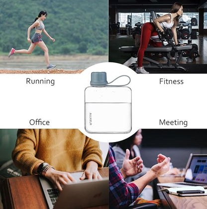 Portable Flat Water Bottle, BPA Free Reusable Tritan Plastic Travel Water - Image 5