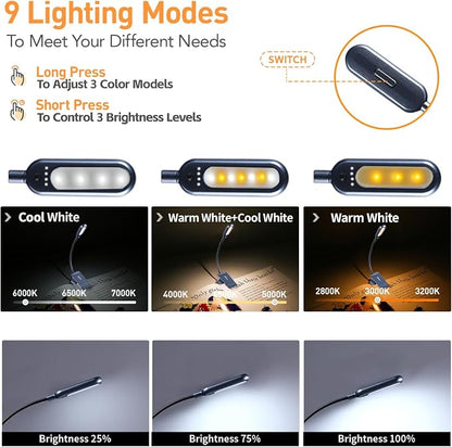 VAVOFO Rechargeable Book Light for Reading in Bed Kids, 7 LED Reading Light - Image 3