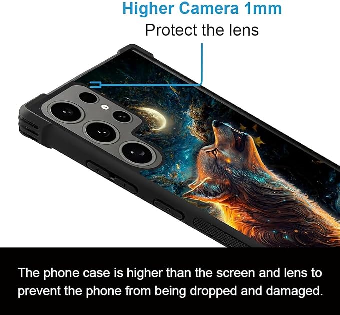 for Samsung Galaxy S24 Ultra Case, Star Cave Hungry Wolf Pattern Graphic Design - Image 3
